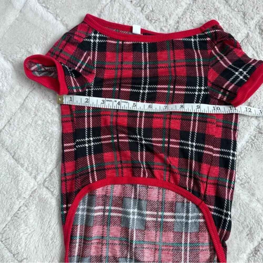 Merry Lane | Red and Black Plaid Christmas Pet Pajamas | Size Large